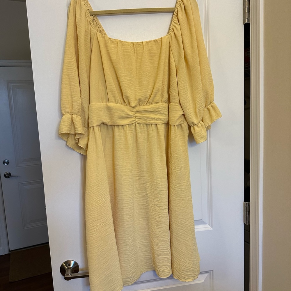 SHEIN Yellow Sundress with Bishop Sleeves and Scoop Neck